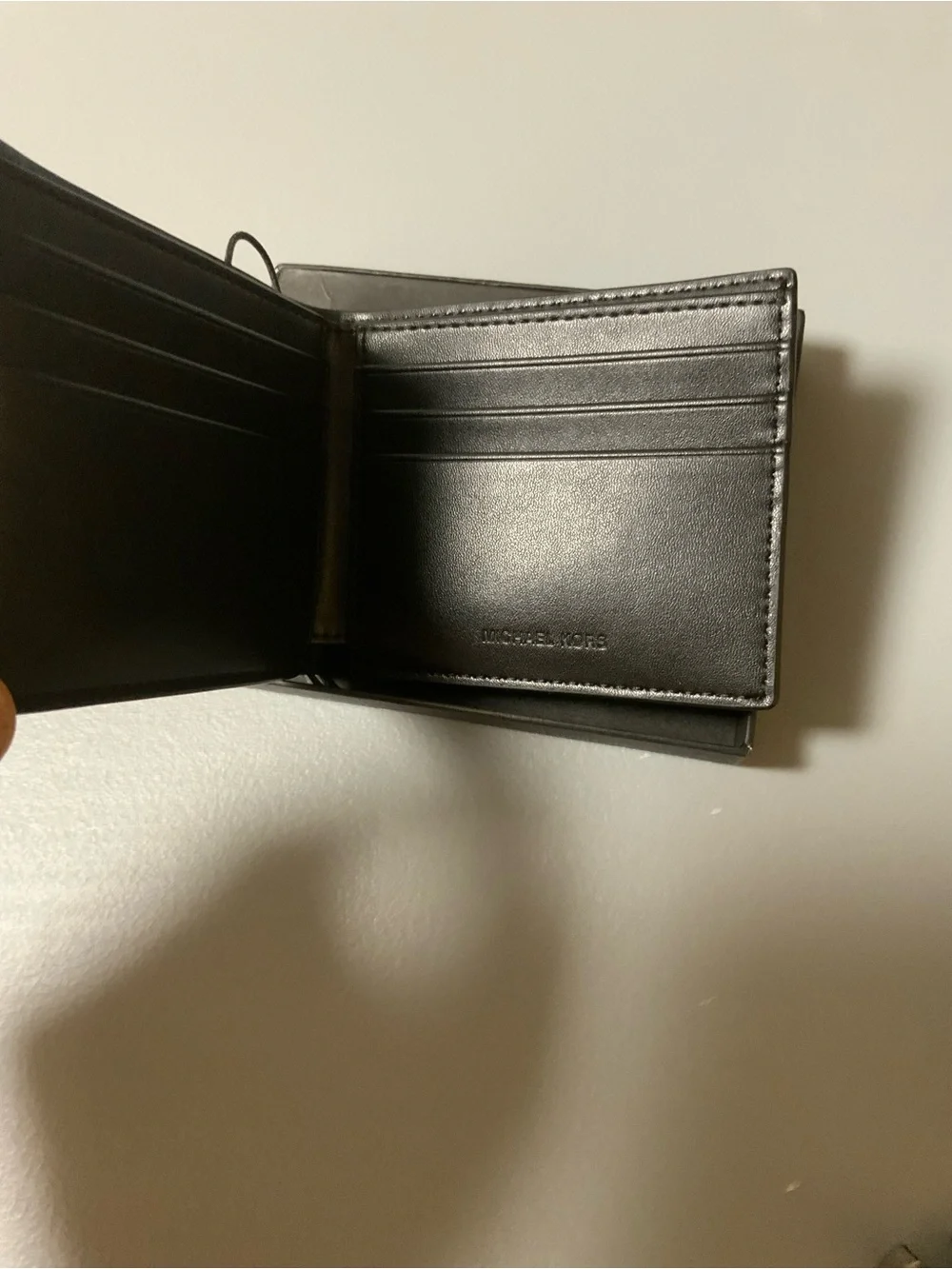 Michael Kors Black Slim Bifold Card Holder with Gold Logo